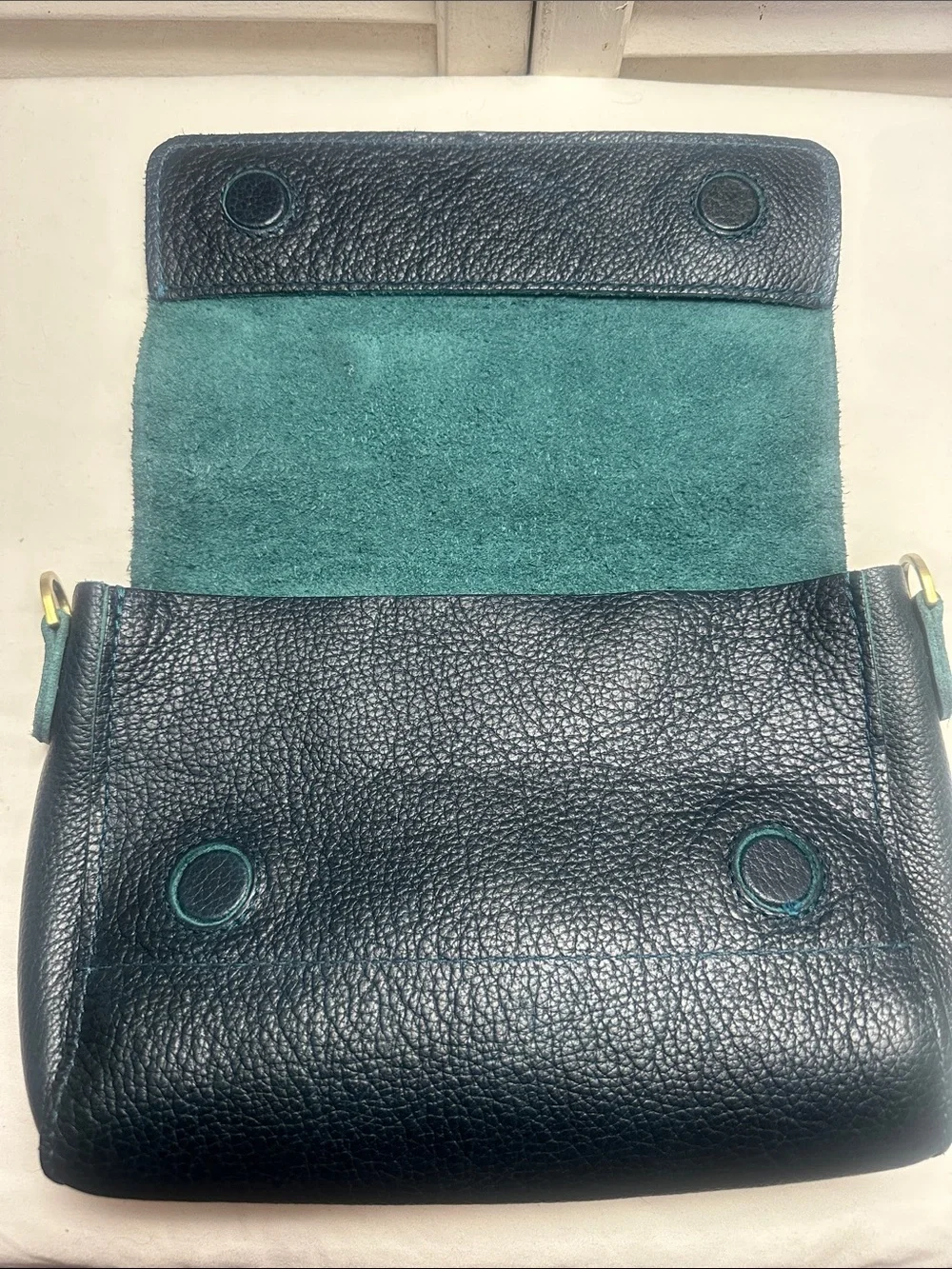 Portland Leather Crossbody Bag in Westward Blue